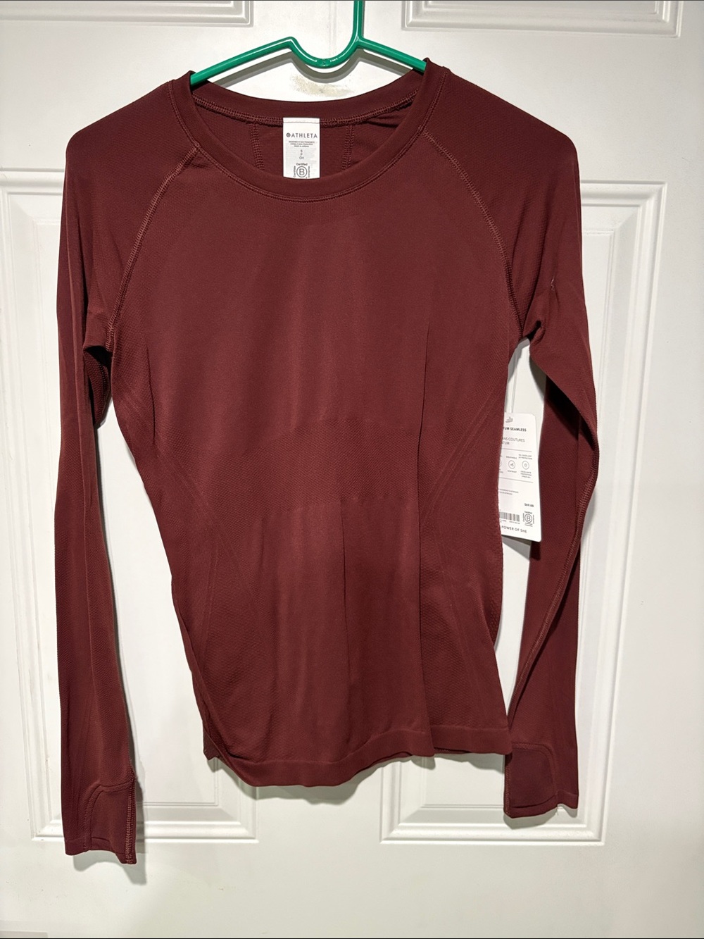 Athleta Long-Sleeve Crew Neck Top in Burgundy